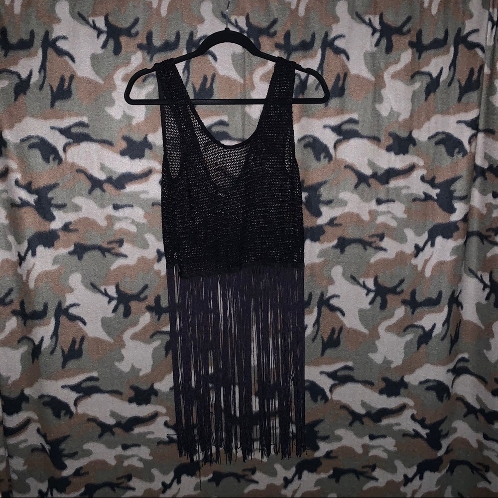 Crochet & fringe swim coverup